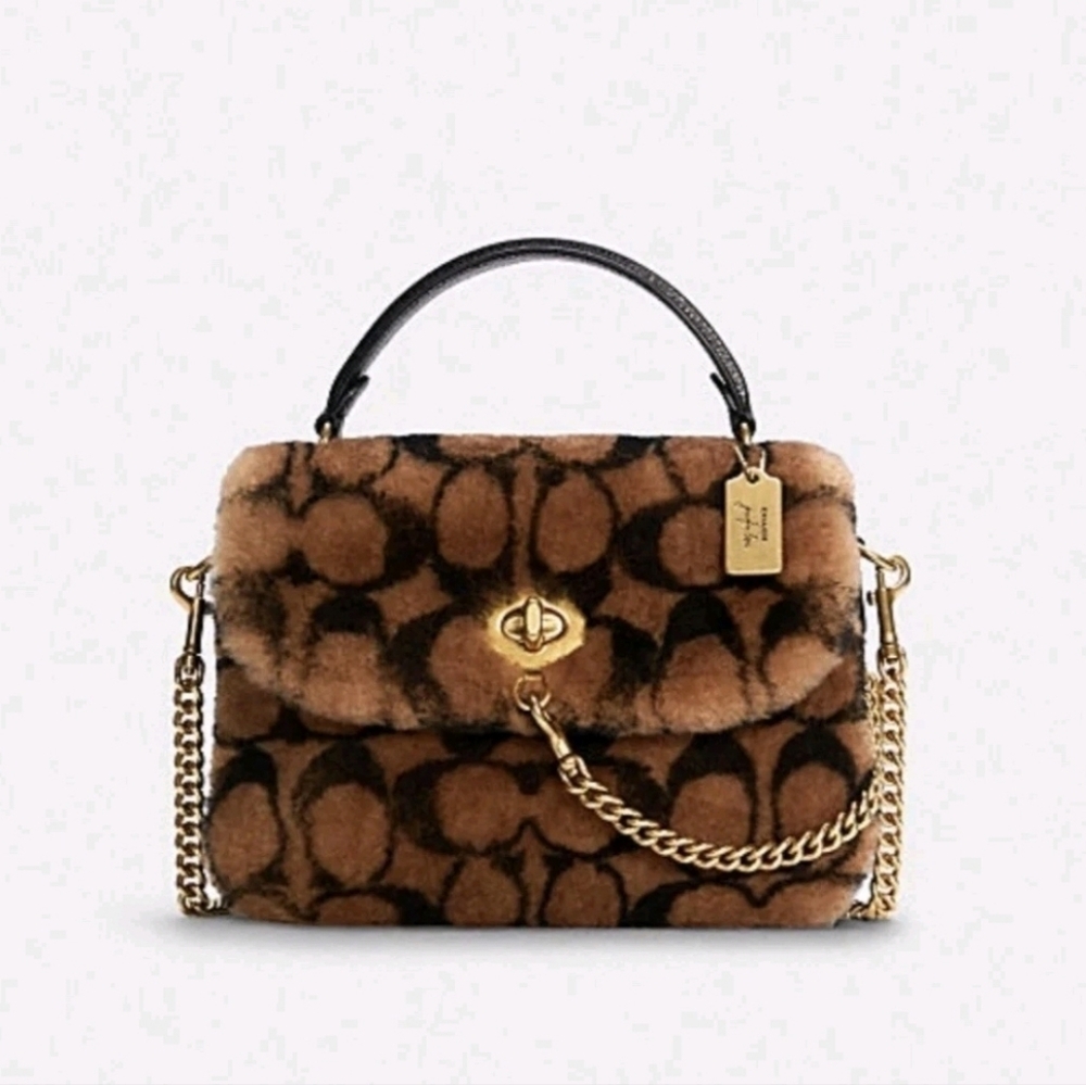 COACH X JENNIFER LOPEZ MARLIE TOP HANDLE SATCHEL IN SIGNATURE SHEARLING